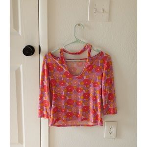 HFN printed retro circles top w/neck strap